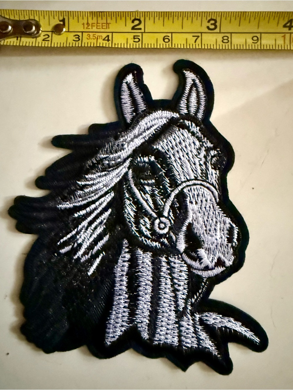 Black & White Wild Horse Head Embroidered Patch - Women Accessories